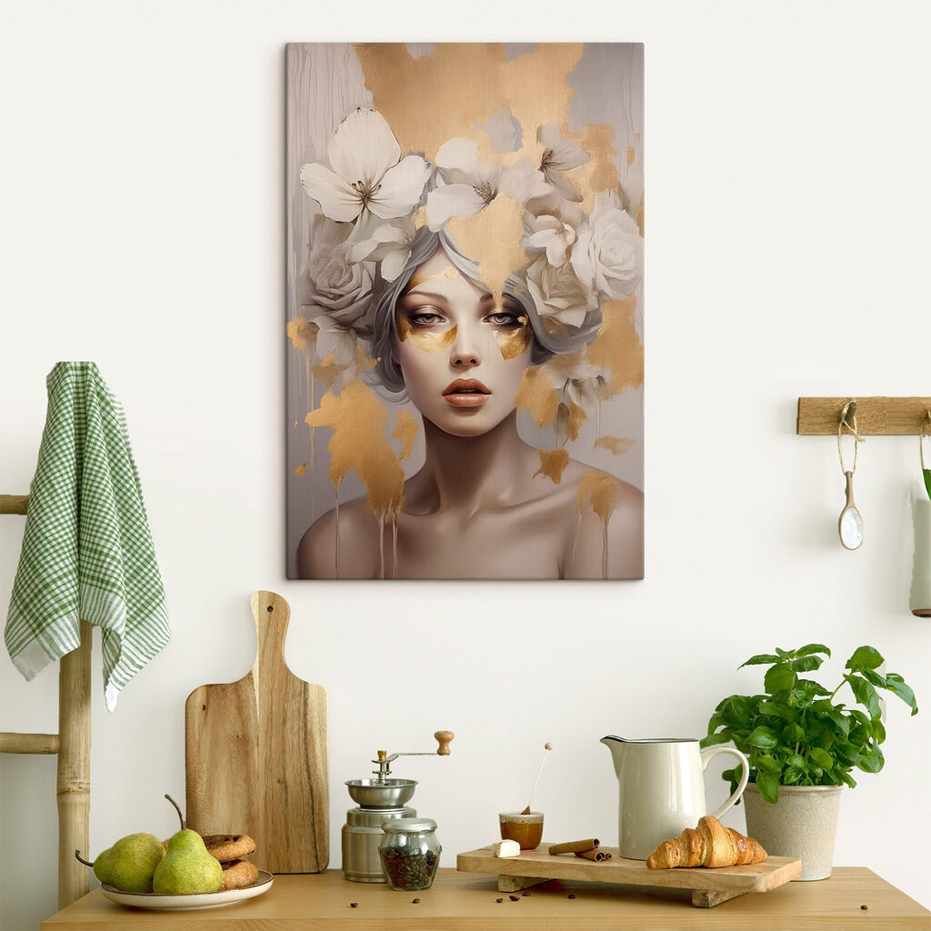 Painting of a woman with flowers in her hair Painting of a woman with flowers in her hair