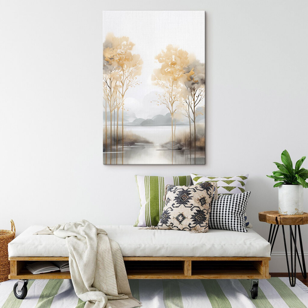 Painting of trees and water Painting of trees and water