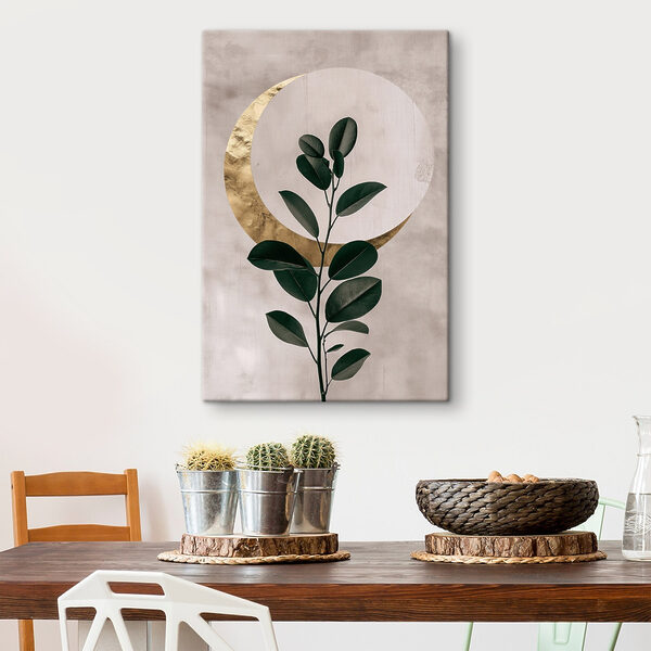 Plant with leaves and a moon