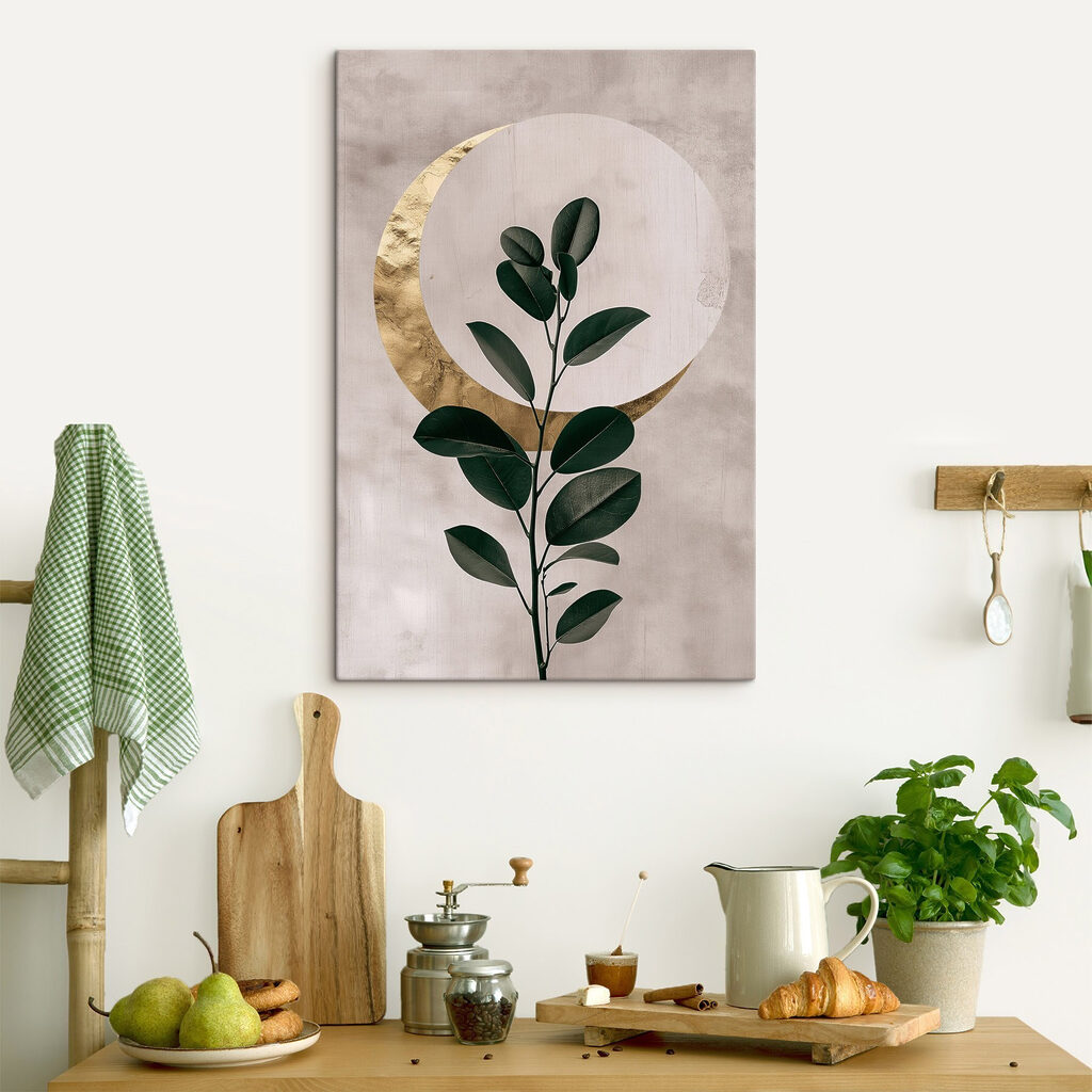 Plant with leaves and a moon
