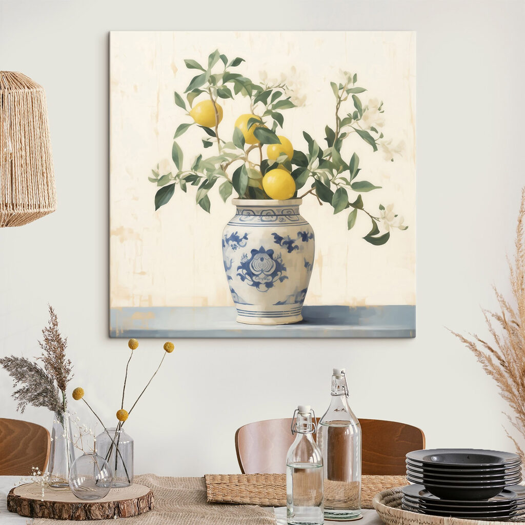 Vase with lemons in it