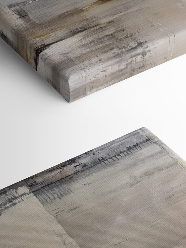Painting of a white and brown rectangular object