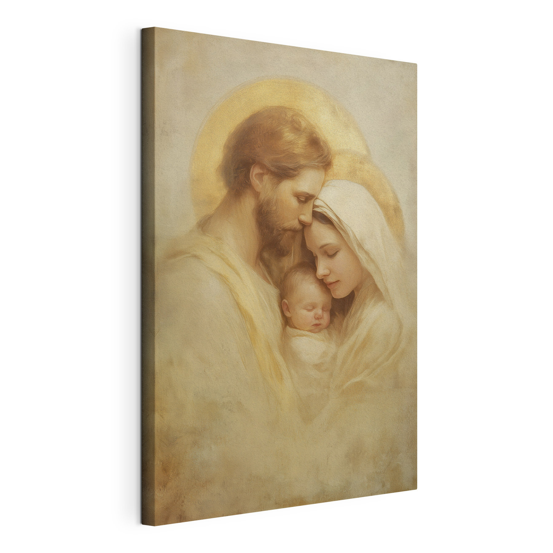 Painting of a family holding a baby Painting of a family holding a baby