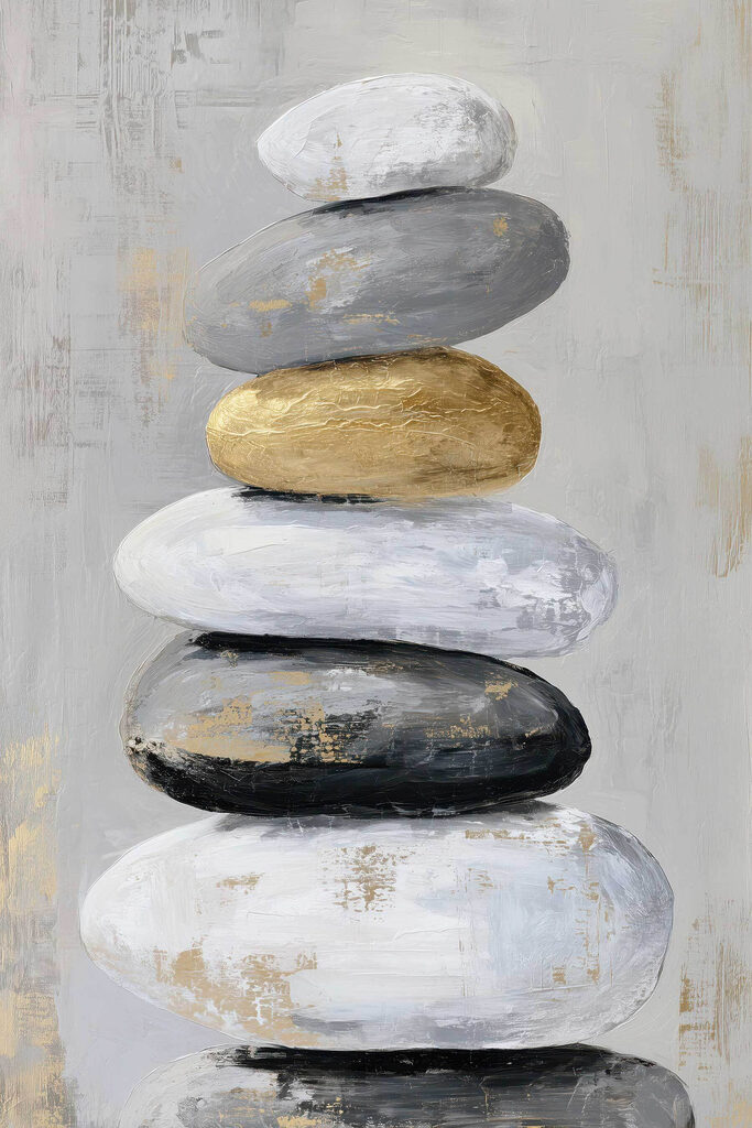 Painting of a stack of rocks