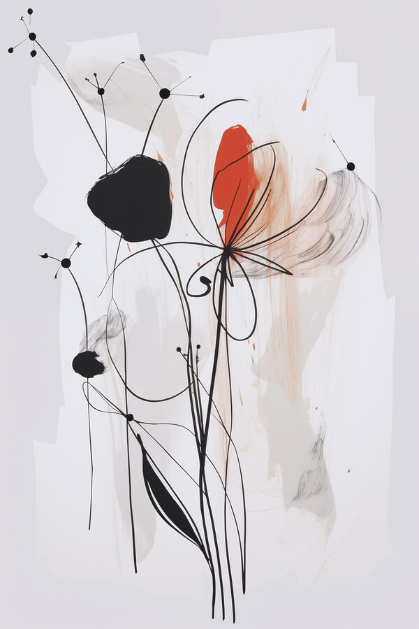 Painting of flowers and lines