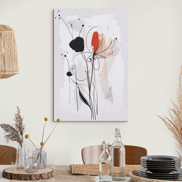 Painting of flowers and lines