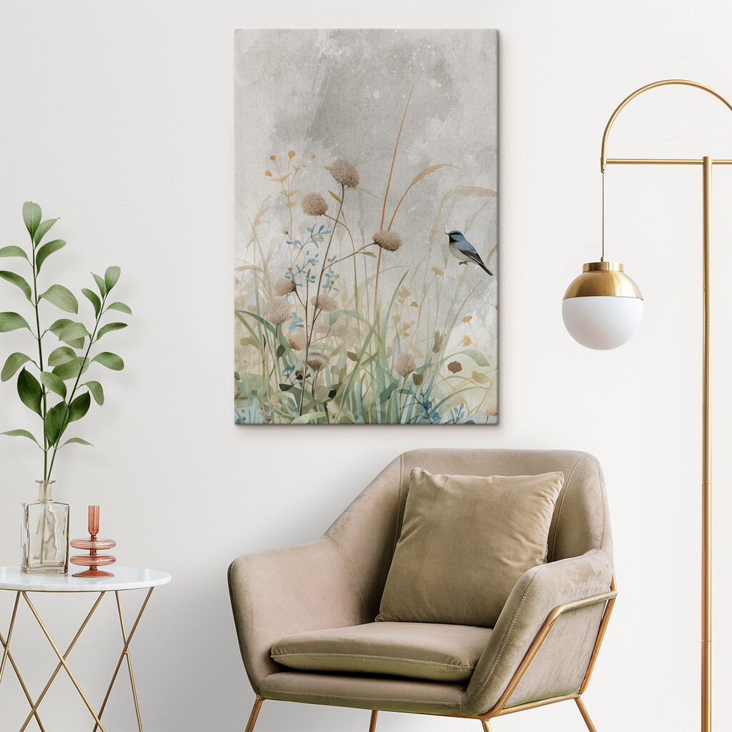 Bird in a field of flowers