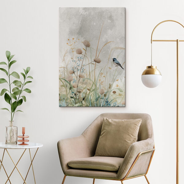 Bird in a field of flowers
