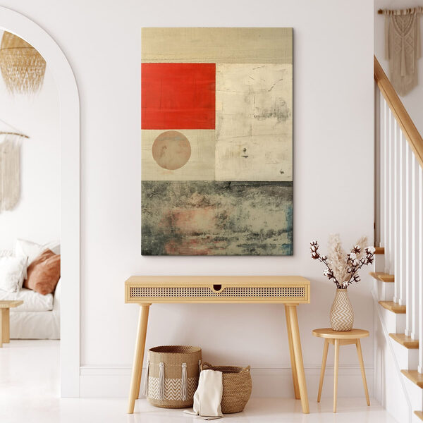 Red and white square and circle