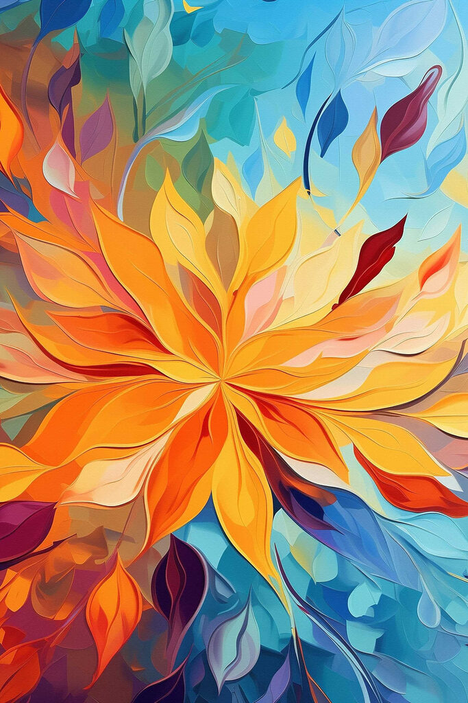 Colorful flower with many leaves Colorful flower with many leaves