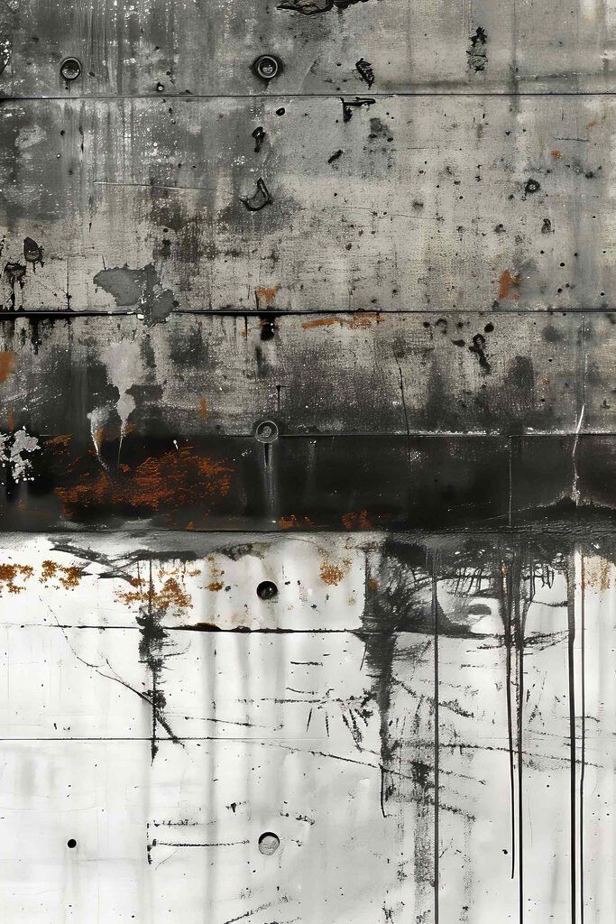 Black and white wall with rust stains Black and white wall with rust stains