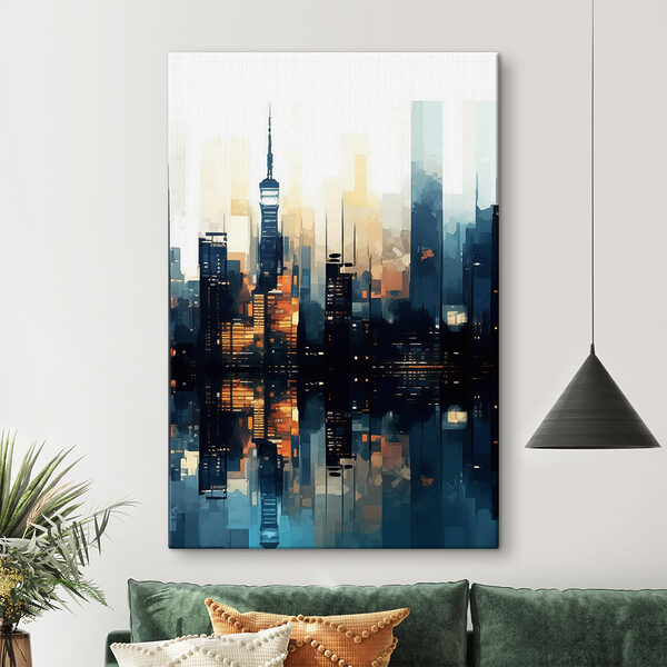City skyline with a reflection of water City skyline with a reflection of water