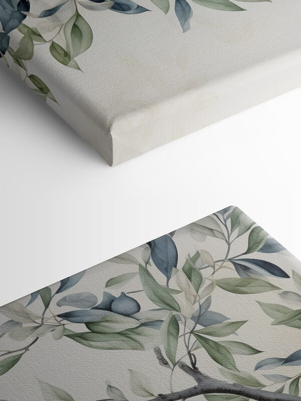 Painting of a tree branch with leaves