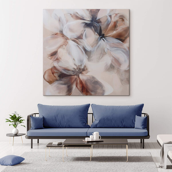 Painting of flowers on a white surface Painting of flowers on a white surface