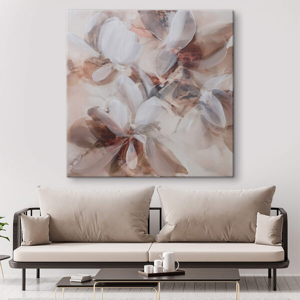 Painting of flowers on a white surface Painting of flowers on a white surface