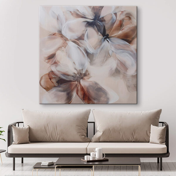 Painting of flowers on a white surface Painting of flowers on a white surface