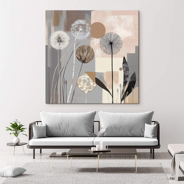 Painting of dandelions and plants