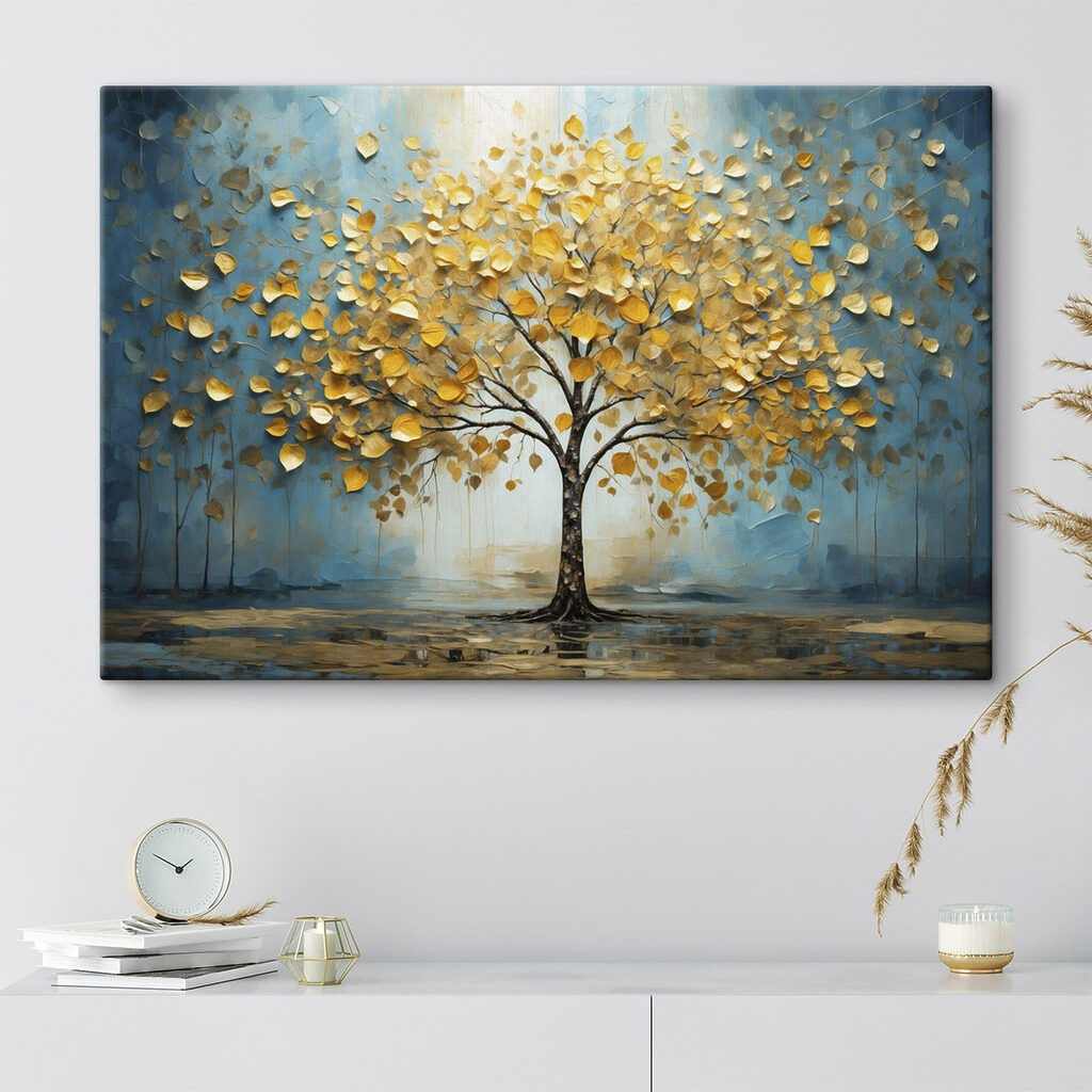 Painting of a tree with yellow leaves