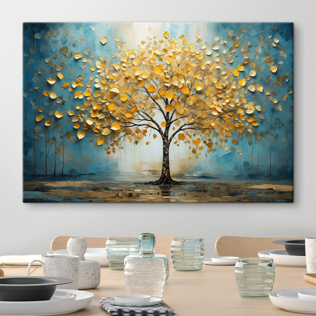Painting of a tree with yellow leaves