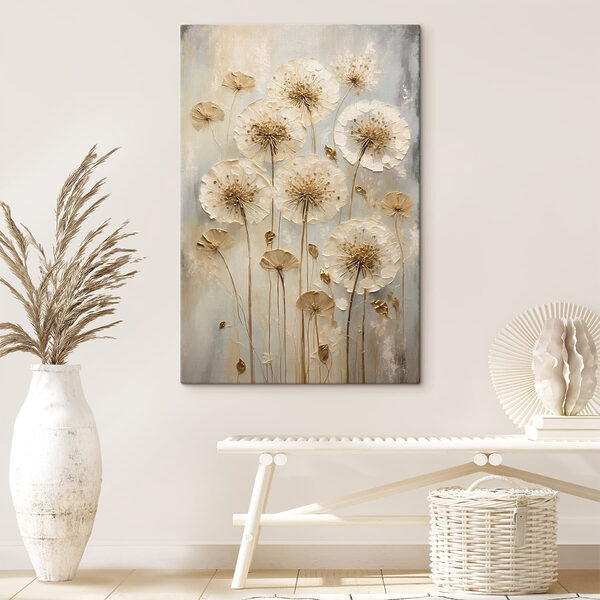 Painting of flowers on a grey surface Painting of flowers on a grey surface