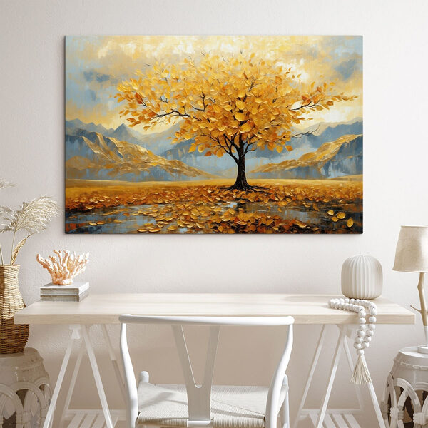 Tree with yellow leaves in a field Tree with yellow leaves in a field
