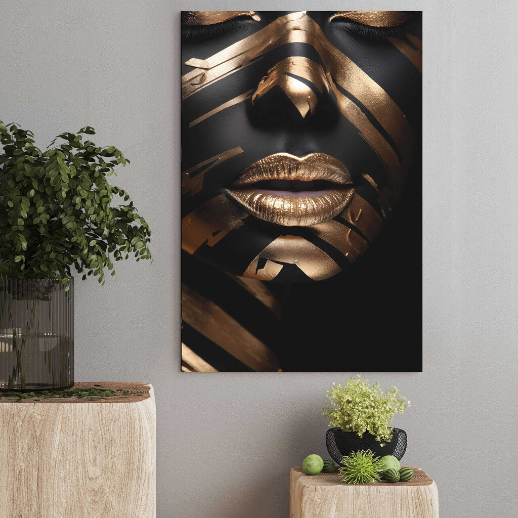 - Striking face art and bold lines