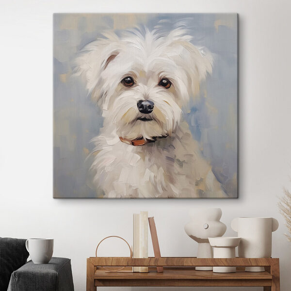 Painting of a white dog