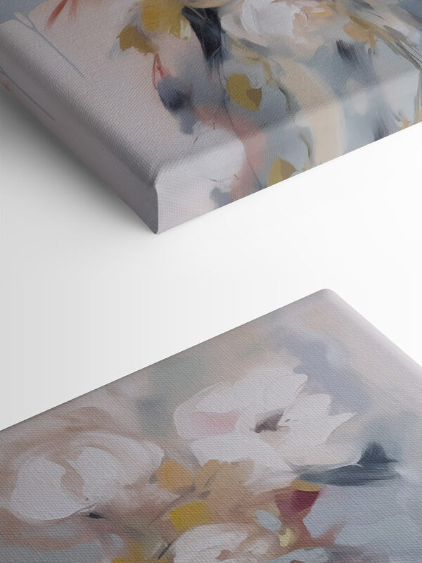 Painting of flowers on a white surface