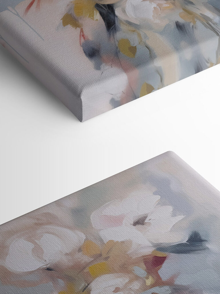 Painting of flowers on a white surface