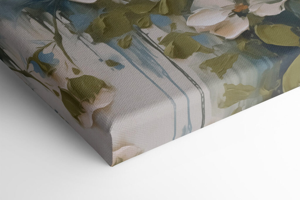 Painting of flowers on a white surface