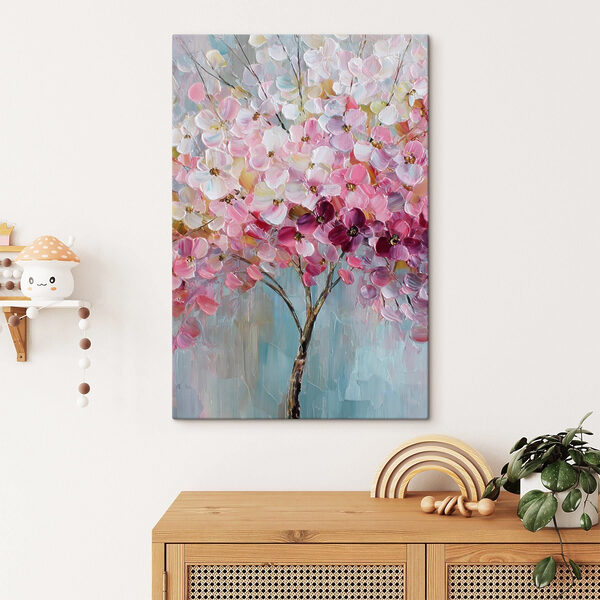 Painting of a tree with pink flowers Painting of a tree with pink flowers