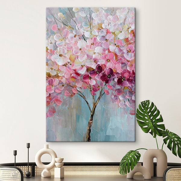 Painting of a tree with pink flowers Painting of a tree with pink flowers