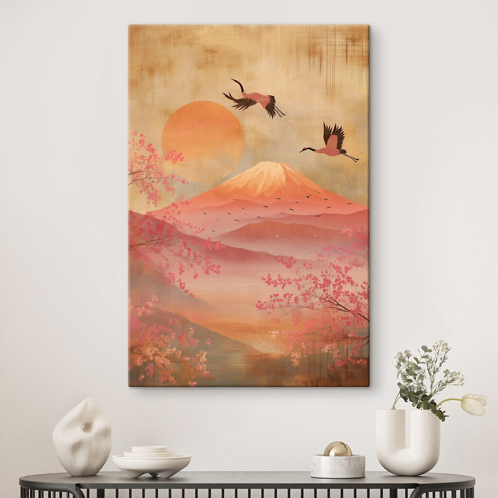 Painting of a mountain with a bird flying over it Painting of a mountain with a bird flying over it