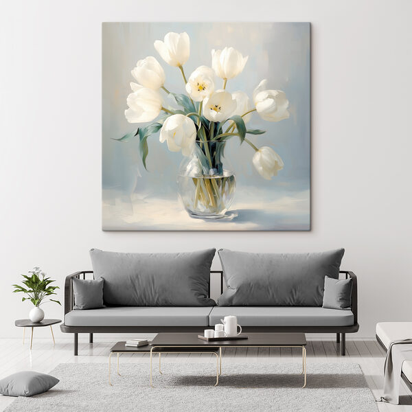 Vase of white flowers