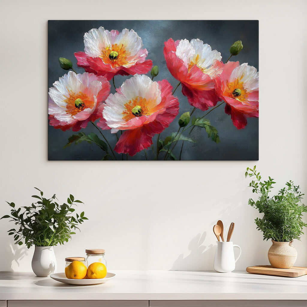 Group of flowers with leaves
