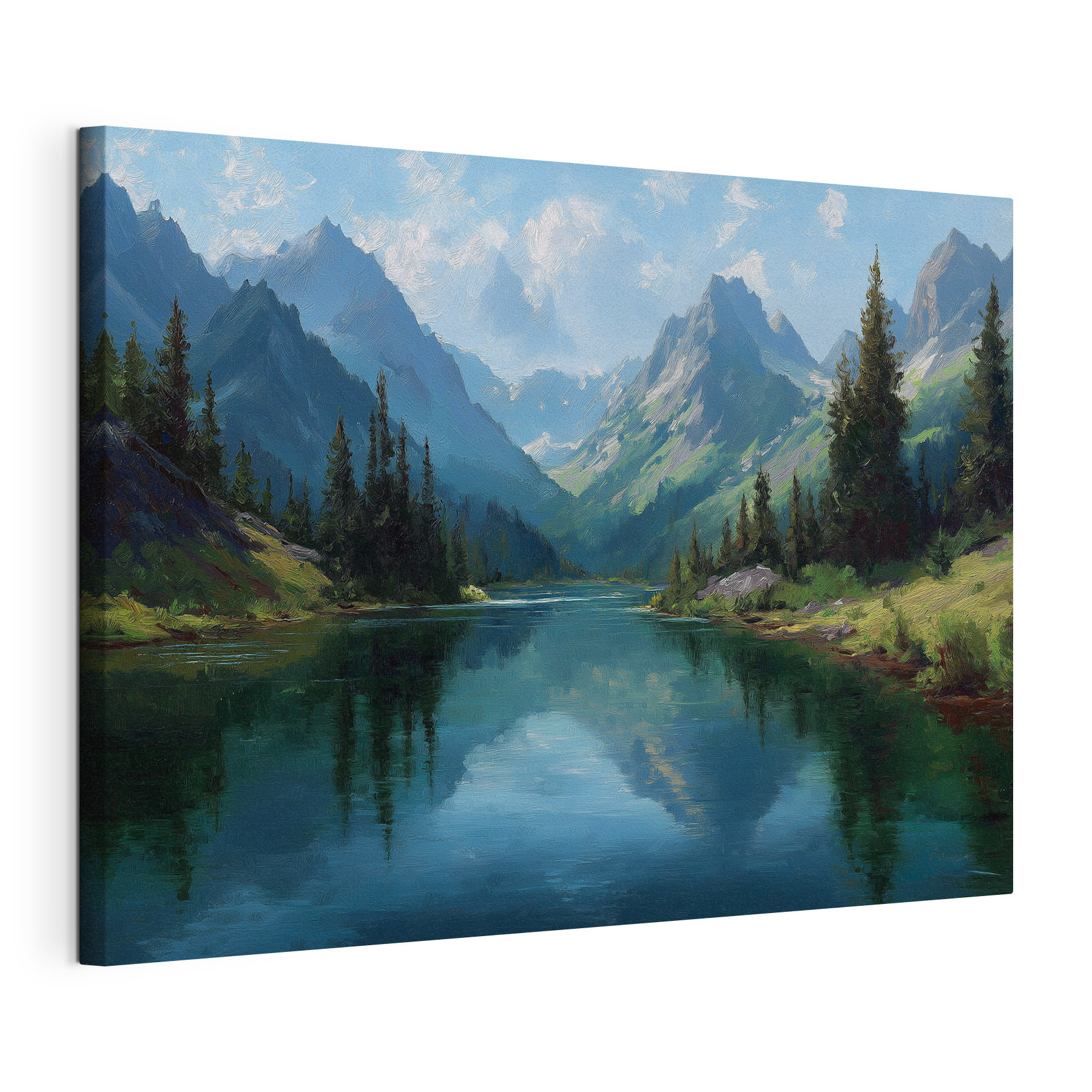 River with trees and mountains in the background River with trees and mountains in the background