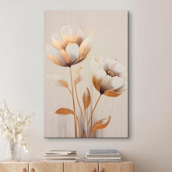 Painting of flowers on a white surface Painting of flowers on a white surface