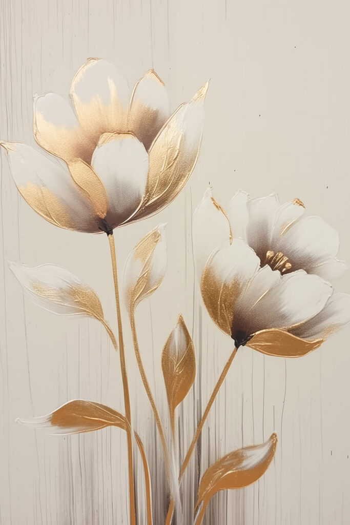 Painting of flowers on a white surface Painting of flowers on a white surface