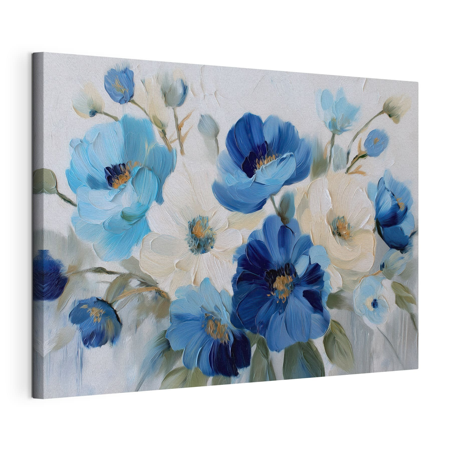 Painting of blue and white flowers