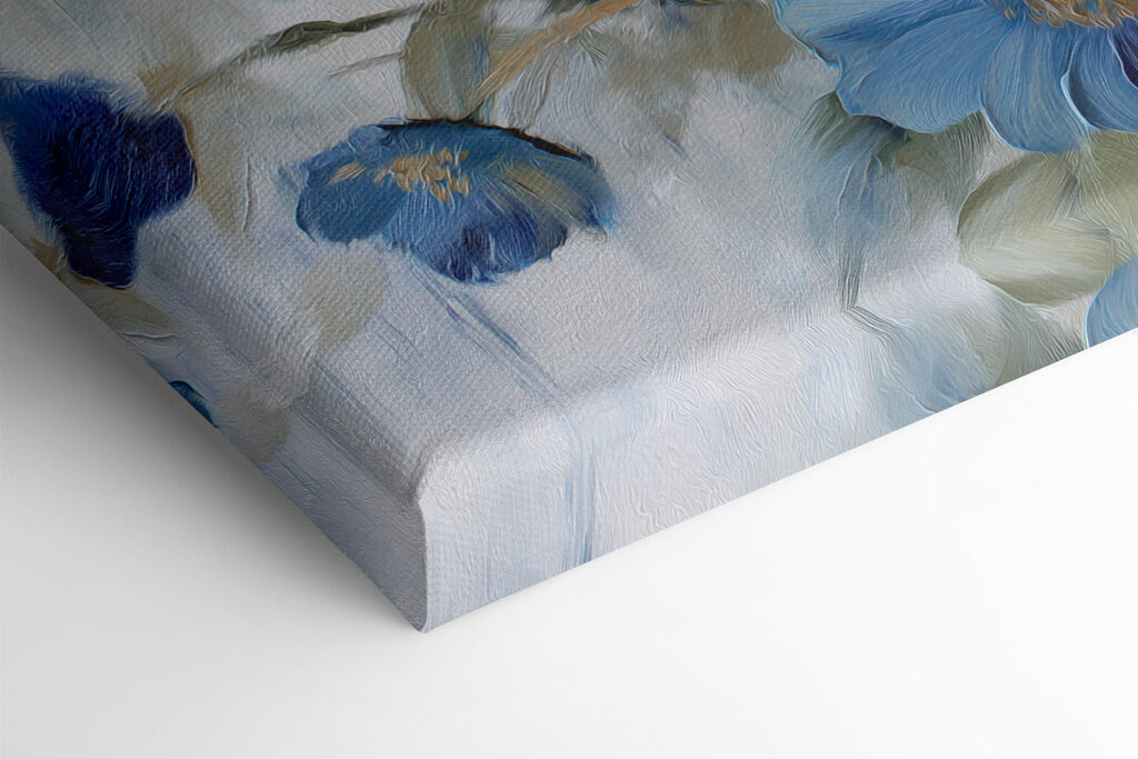 Painting of blue and white flowers