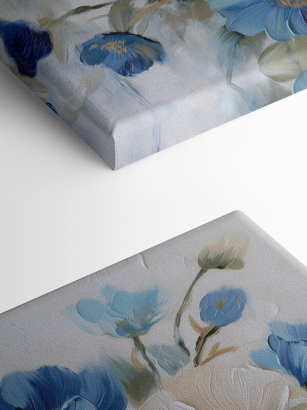 Painting of blue and white flowers