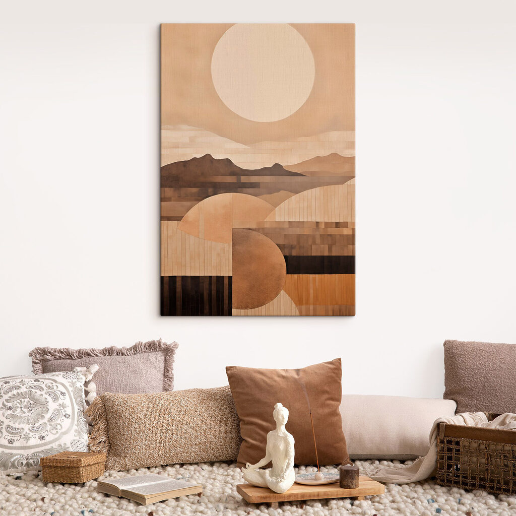 Painting of mountains and sun Painting of mountains and sun