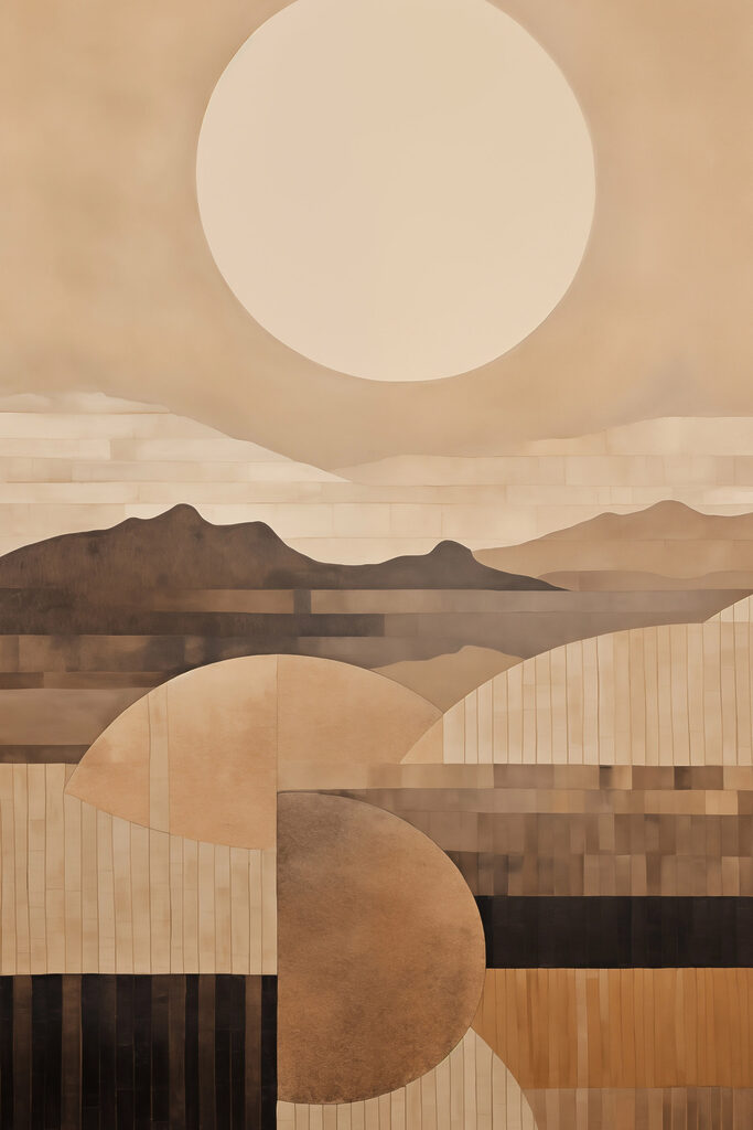Painting of mountains and sun Painting of mountains and sun