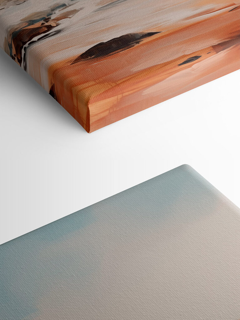 Painting of a beach with a rocky shore Painting of a beach with a rocky shore