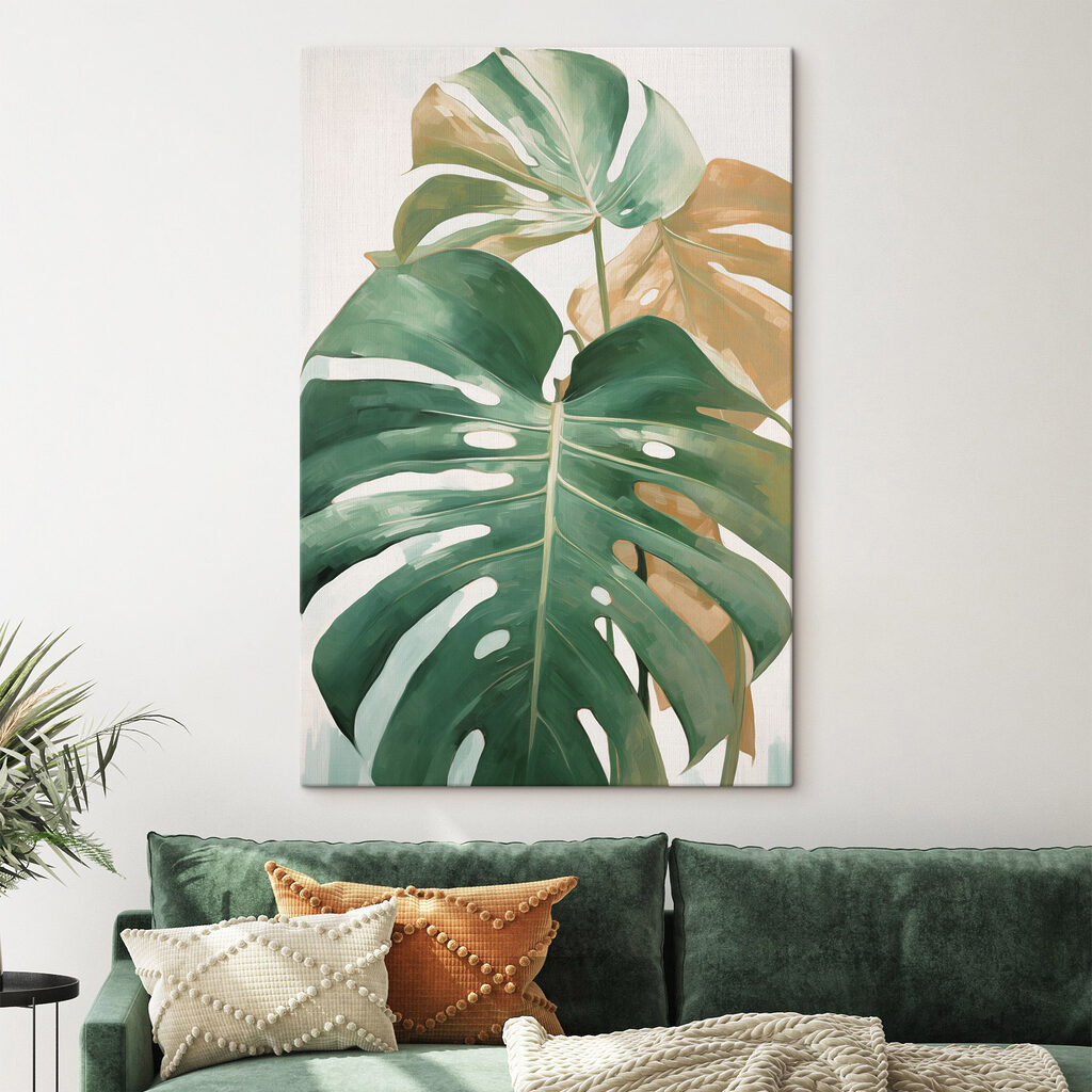 Green leaves with vibrant hues