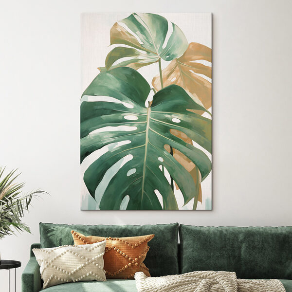Green leaves with vibrant hues