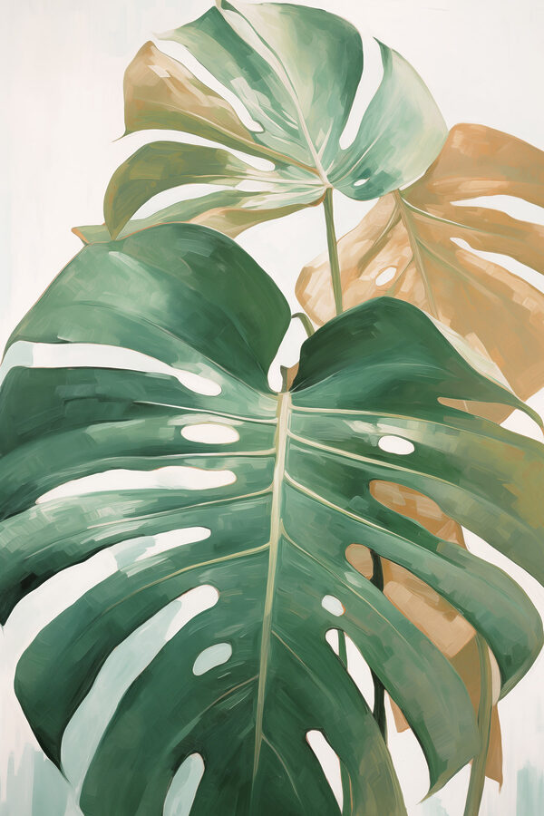 Green leaves with vibrant hues