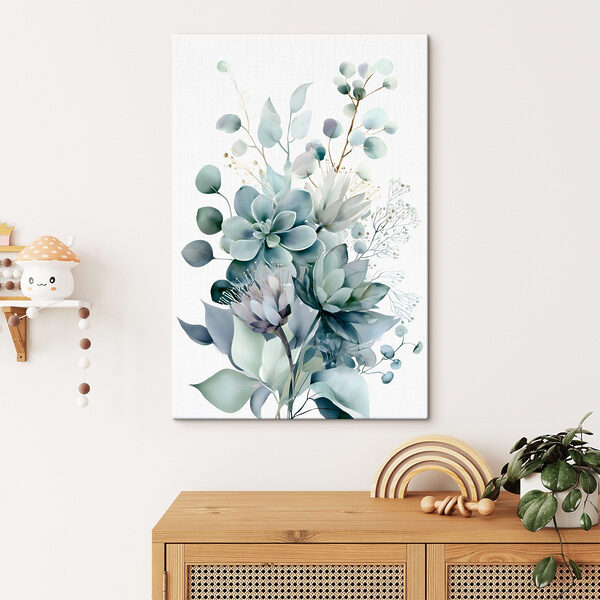 - Serene botanical composition in soft hues