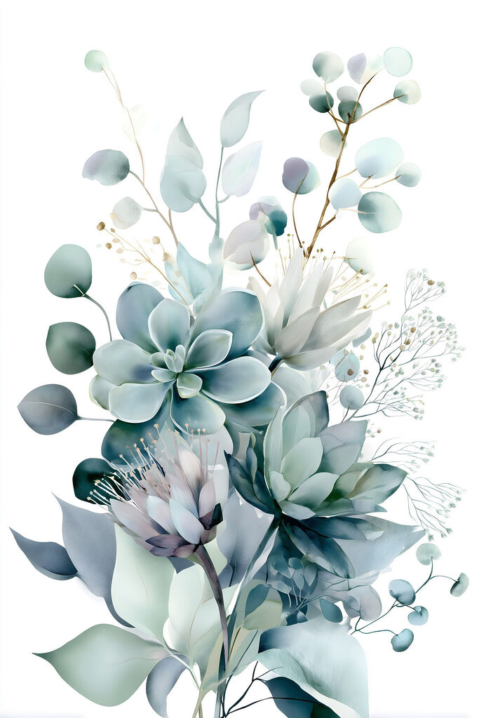 - Serene botanical composition in soft hues
