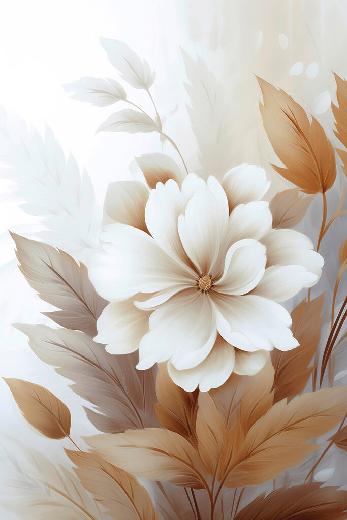 White flower with brown leaves